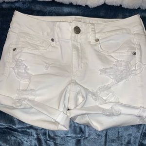 American Eagle white jean shorts